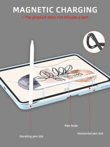 1本筆記本，白色冰藍塗漆平板電腦保護殼，相容於 iPad Mini6/7/Air/Air2/9.7/10.2/10.5/10.9 (Air4-Air8)/Pro 11/10th Gen/A16/Pro 11 2024 機型，可折疊平板保護殼，附壓克力背殼，8角度支架，磁吸休眠/喚醒，內置筆槽，不含筆，部分機型附相機框 - 白冰藍 - 查看 7