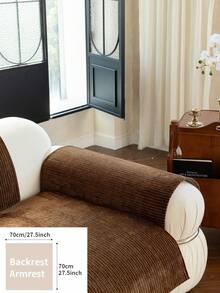 1pc Solid Color Classic Minimalist Striped Sofa Cushion, All-Season Anti-Slip Breathable Machine Washable Pet-Friendly, Suitable For Living Room, Bedroom 1/2/3/4 Combination Sofa Home Decor Protection - Coffee Brown - View 16