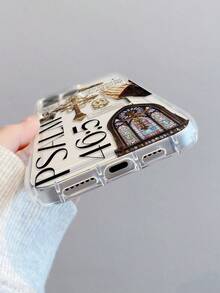 1pc Floral Cross Jesus Pattern, Air Cushion Transparent Anti-Drop TPU Phone Case, Suitable As Holiday Gift For Apple IPhone XS/XS Max/XR/11/12/13/14/15/16 Pro/Pro Max/14/15/16 Plus/17, Unisex, Samsung Phone Case A04/A51/A56/S25 Ultra/S22 Ultra/S21 Plus/S20/A73/A72/A55/A54/A53/A52/A34/A05/S25 Ultra/S25/S25 Plus - Multicolor - View 4