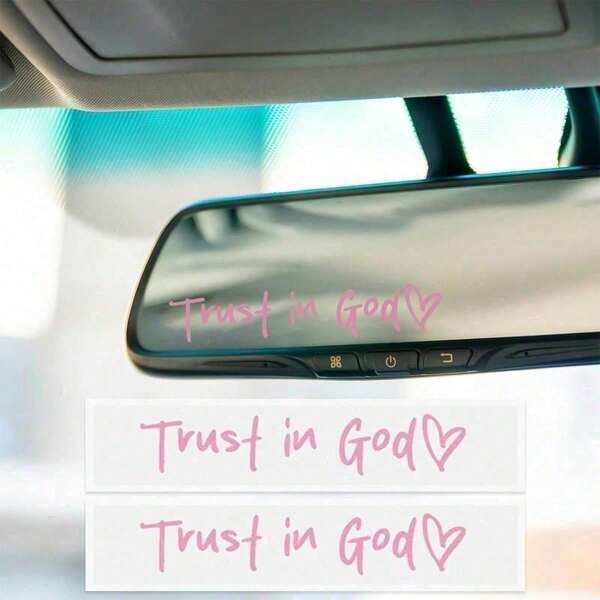 2Pcs Trust In God Car Stickers, Inspirational Quote Waterproof Vinyl Decals, Religious Faith Decoration For Rearview Mirror, Window And Auto Interior