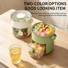 Easy To Press Ice Tray Mold - Large Capacity, Double-Layer, Plastic Ice Storage Box With Storage Ice Bucket Set, Suitable For Coffee, Whiskey, Juice, Beer And Chilled Beverages, Kitchen Utensils And Small Tools - Multicolor - View 4