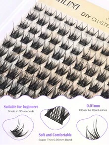 C/CC/D Curl Cluster Single Eyelash Extensions, Soft Natural Fluffy Look, DIY Home Single Eyelash Extensions (F24) - C/D 混合 - 查看 2