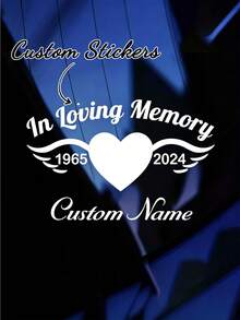 1/3/5/10pcs Customized Vinyl Stickers, Commemorate Loved Ones, Featuring Heart, Halo And Wing Elements, Suitable For Cars, Trucks, Motorcycles, Bicycles, Laptops, Self-Adhesive Installation - Multicolor - View 1