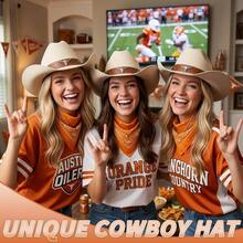 Longhorn Western Cowboy Hat Men's Women's Western Gameday Cowgirl Hat Beige - Initial - View 5