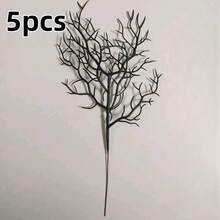 Halloween Black Faux Dry Twig Decorative Ornament, Matte Black Artificial Branch For Spooky Halloween Scene Setup - Multiple Styles - View 10