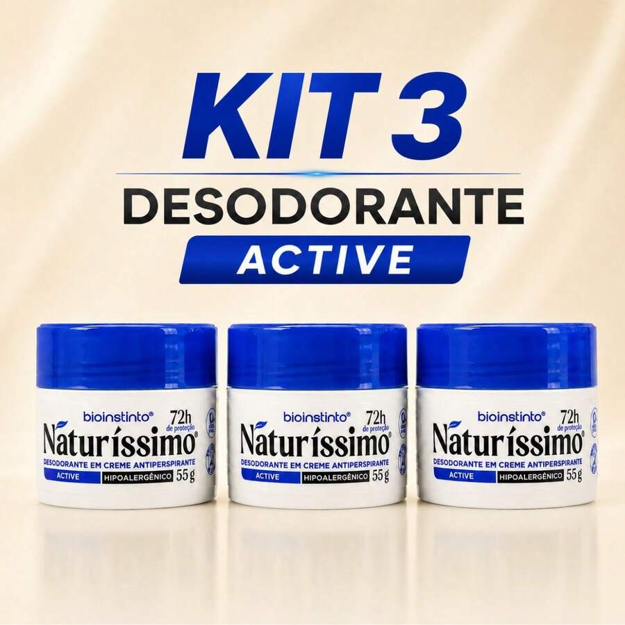 Bioinstinto Naturíssimo Desodorante Creme Active Antiperspirante 72h Kit 3 Unidades 55g - Desodorante em Creme - Visão 1
