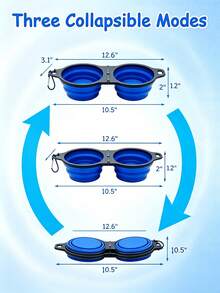 Portable Silicone Dog Bowl, Collapsible Pet Food & Water Dish For Travel, Camping, Hiking, Outdoor Adventures - Blue - View 3