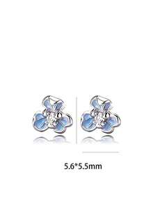 1 Pair S925 Sterling Silver Fresh Iris Flower Stud Earrings, Delicate Feminine Vibe, Versatile For Daily Commute, Exquisite Earrings, Gift For Girlfriend, Best Friend, Birthday, Holiday, Niche Design, Mori Style Cartilage Studs - Flowers - View 9