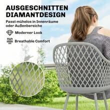 Set Of 4 Garden Chairs, UV-Resistant Plastic Chairs With Armrests And Backrest, 56 X 51 X 84 Cm, Grey - Grey - View 5
