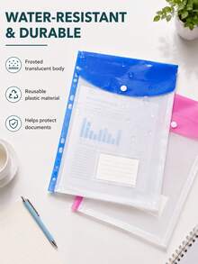 12pcs A4 Large Capacity Loose-Leaf Folders, With 11-Hole Loose-Leaf Rings, Modern PP Material, Expandable Button And Label Pocket, Suitable For School, Home, Office, Attendance, Travel - Portable Design, Back To School, School Supplies - A - View 4