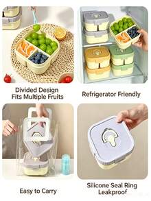 1300ml High-Capacity Leak-Proof Bento Box With 3 Compartments, Snap-Lock Freshness, Separable Food Storage, Ideal Lunch Box For Office Workers, Students Back To School, Picnic, Fruit And Snacks - Multicolor - View 5