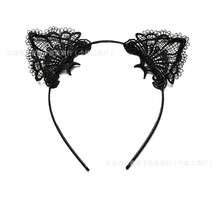 Animal Headband Halloween Cat Ear Headband Cute Plush Tail Costume Set - Multicolor - View 6