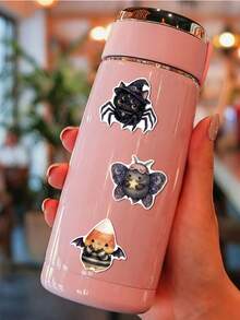 TOM AND JERRY. 50pcs Watercolor Gothic Style Halloween Cute Monster Waterproof Stickers, Ghost Bat Pumpkin Witch Doll Dragon Pattern Stickers, Suitable For Water Bottle Notebook Planner Luggage Phone Case - Multicolor - View 6