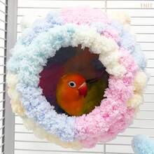 Nido de invierno cálido de forro polar para loros, nido cálido y grueso de forro polar coral para loros, suministros de invierno para aves pequeñas y medianas, accesorios para jaulas de aves, nido cálido. - Beis - Ver 5