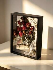 1pc Double-Sided Acrylic Hollow Wooden Photo Frame, 6"/10" 3D Floating Display Stand, Suitable For Dried Flowers - Modern Wall/Desktop Decor - Autumn Gallery Wall Essential, Holiday Gift Idea, Office Space Upgrade, Home Decor Photo Frame For Sharing (Dried Flowers Not Included, Frame Only) - Multicolor - View 4