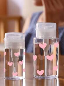 1/2pcs Heart Pattern Pump Bottle Set, Travel Refillable Container 150ml/200ml, Toner Lotion Makeup Remover Storage Dispensing Bottle, Press-To-Dispense, Portable Cosmetic Accessory, Leak-Proof Design, Suitable For Skincare Beauty Daily, Home, Salon, Travel - Multicolor - View 6