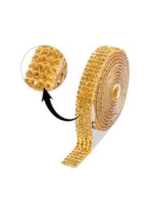 Rollo de tira autoadhesiva de strass todo en uno de 8 colores, cinta de lentejuelas de cristal brillante, adecuada para interior de coche, vaso, funda de teléfono, decoración de manualidades DIY - 4 filas, 1 yarda de ancho - Ver 15