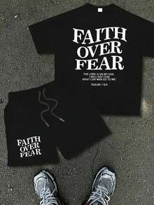 Men's Never Give Up Virgin Mary Cross Graphic T-Shirt, Y2K Cotton Short Sleeve Tee, Casual Summer Streetwear For Daily Wear - Black Top - View 1