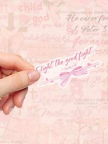 50pcs Pink Bow Stickers PET Transparent Suitable For Office Chair, Envelope, Calendar, Note, Party Packaging, Non-Repeating, Perfect For Winter And New Year Use - Multicolor - View 4