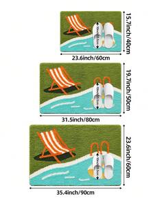 1件浴室地墊地毯，植絨柔軟舒適足感，夏季泳池海灘浴室墊，TPR底背防滑，廚房戶外室內走廊臥室客廳床邊裝飾地毯，可機洗易清潔 - 彩色 - 查看 3