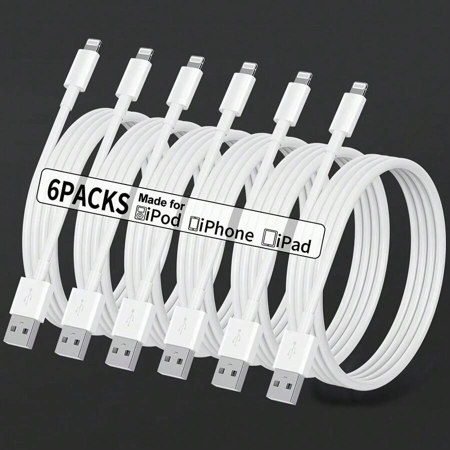 2/4/6pcs 3.3ft/100cm High-Speed Data Transfer Fast Charging Cable Compatible With IPhone 14 Series/ 14 Pro Max/14 Pro/14 Plus/14/13/12/11/XS/XR/8/7/6/ Series - White - View 1