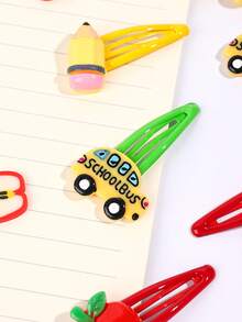 6 buah Jepit Rambut Lucu untuk Kembali ke Sekolah, Jepit Rambut Lucu untuk Sekolah, Kehidupan Sehari-hari, Hadiah untuk Anak Perempuan, Aksesori Rambut Remaja Perempuan - MultiWarna - View 3