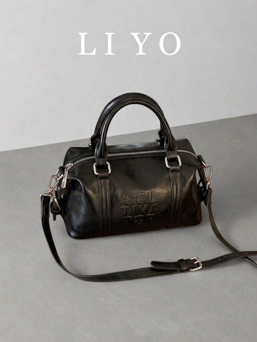 Women's Fashion Boston Handbag, Versatile Commuter Crossbody Bag - Black - View 1