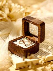 Personalized Wedding Ring Box, Personalized Wooden Ring Box, Wooden Double Ring Box, Customized Ring Box, Ring Storage Box, Personalized Wedding Ceremony Ring Box, Suitable For Proposal, Engagement, Wedding, Anniversary Gifts - Multicolor - View 8