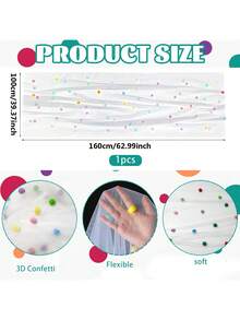 1/2pcs Cute Party Tablecloth With 3D Velvet Pom Poms, Colorful Polka Dot Sequin Tulle Table Runner, Macaron Color Mesh Gauze Rainbow Restaurant Decor, Suitable For Birthday Wedding Home Party - Multicolor - View 3