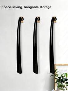 1pc Black Long Curved Plastic Shoe Horn, Easy To Insert, Hanging Design, Convenient Shoe Tool For Home And Long-Distance Travel - Black - View 3