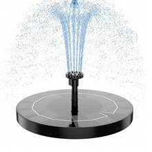 太阳能鸟浴喷泉泵套件带 LED 灯，多色夜间喷水模式，适用于鸟浴，太阳能喷泉泵套装带 6 种不同喷嘴，适用于池塘、游泳池等户外花园装饰 - 黑色 - 查看 9