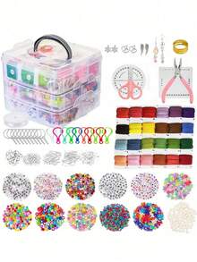 566/270pcs/3-Layer Beaded Set/17-Compartment Soft Clay Set DIY Necklace Bracelet Jewelry Keychain Craft Kit, Adjustable Letter Heart-Shaped Transparent Beads Keychain Accessories, Bracelet Beading Material Multi-Specification Set Accessories Complete Set, Birthday Party Christmas Holiday Gift - Set - View 12