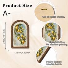 1/4pcs Arched Wooden Sign Rustic Style Wooden Yellow Lemon Art Desktop Decor Wall Hanging Ornament, Suitable For Kitchen Dining Room Farmhouse Home Vintage Kitchen Decoration - Lemon - View 15