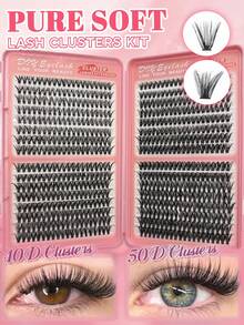 640 Clusters D Curl Single Cluster False Eyelashes, 40D+50D Curl, 8-16mm, DIY Eyelash Bundles, Natural Look, Ultra Thick Ultra Soft Ultra Lightweight, Reusable Single Segment False Eyelashes, Eyelash Extension Kit - D - View 5