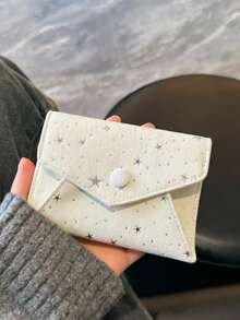 Ins風韓系水鑽星星便攜式身分證卡套 單層小卡夾 學生零錢包 - 白色 - 查看 5