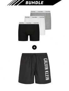 Calvin Klein [Bundle] 3 Packs Boxers + Spring-Summer 2025 Collection Men's Swimshorts Black - Grey/White/Black+Black - View 1