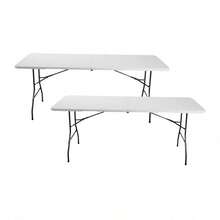 Mesa Plegable Blanca de 180 cm () - Set de 2 piezas - Negro - Ver 1