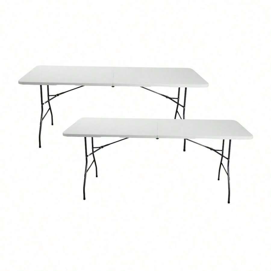 Mesa Plegable Blanca de 180 cm () - Set de 2 piezas - Negro - Ver 1