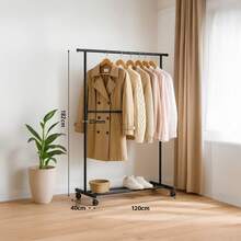 A Simple Coat Rack With Wheels For Easy Movement, Floor-Standing Folding Balcony Single-Pole Clothes Drying Rack, Home Bedroom Clothes Rack - Black (182x120) - View 12