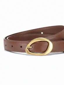 1pc/2pcs Women's Asymmetric Gold Buckle Solid Color Casual Versatile Decorative Belt, Classic Waist Belt For Jeans, Dresses And Pants - Multicolor - View 9