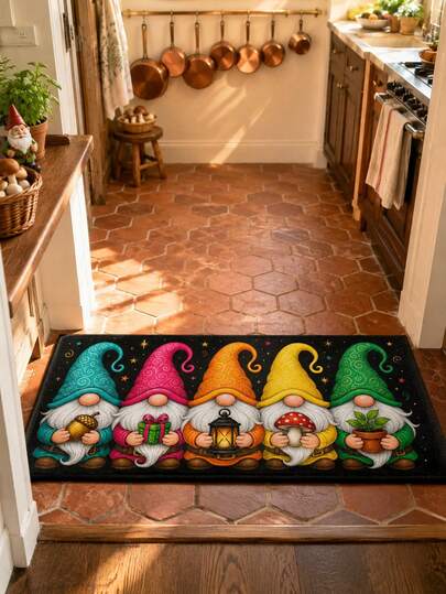 1 Buah Karpet Persegi Panjang Motif Kurcaci Taman Pelangi Kartun Lucu, Alas Lantai Pola Kurcaci Warna-warni yang Menarik, Karpet Dekoratif Lembut dan Mewah, Untuk Kamar Tidur, Ruang Tamu, Kamar Anak, Kamar Bayi, Penggunaan Dalam Ruangan, Hadiah Ulang Tahun, Pesta Rumah Baru, Pecinta Kurcaci, Dekorasi Rumah