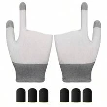 2pcs Gaming Gloves + 6pcs Finger Sleeves, Anti-Sweat, Ultra-Thin, Breathable Touch Screen Gloves With Thumb Covers, Suitable For Smartphones - Multicolor - View 14
