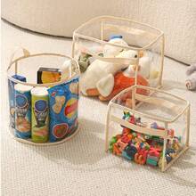 Transparent PVC Children's Storage Bucket, Book Organizer, Snack Storage Bag, Home Visible Storage Basket - Transparent - View 3