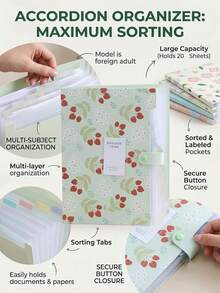 5/1pc Minimalist Floral Expanding File Folder Portable Folder Bag Document Organizer For College Students Workers, Durable Multi-Pocket A4 Paper Holder To Keep Worksheets Receipt Daily Office Supplies For Back To School Study School Supplies - Multiple Styles - View 6