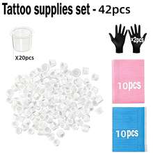 32/62/137pcs Tattoo Supplies Set, Disposable Tattoo Table Mats (Black/Pink/Blue), Ink Color Cups, Tattoo Gloves, 3-Layer Waterproof Art Table Mats, Multiple Specifications Combination, Suitable For Nail Art, Tattooing, Tattoo Machine Accessories - Multicolor - View 22