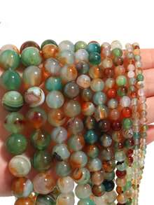 1 Hebra de Cuentas de Malaquita Natural 4/6/8/10/12mm, Adecuadas para Hacer Pulseras de Jade, Collares, Brazaletes, Joyas y Accesorios - Multicolor - Ver 2