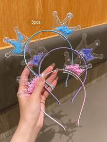 3件組彩色流沙皇冠髮飾髮箍 - 彩色 - 查看 4