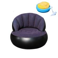 1PC Single Person Inflatable Sofa With Backrest, Portable Quick Inflation Foldable Slouchy Sofa, PVC Flocked Surface, Suitable For Living Room, Game Room, Bedroom, Balcony, Reading Room - Multicolor - View 7