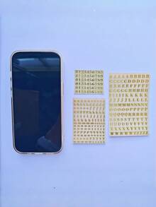 半张金属闪光字母数字贴纸 | 金银色装饰，适用于树脂浇铸、DIY工艺品、剪贴簿、美甲、石膏、蜡烛和香薰——非常适合手机壳、杯垫和密封材料 - 彩色 - 查看 4