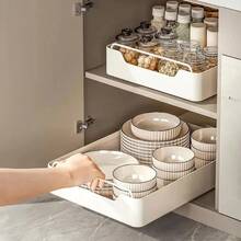 Gaveta Organizadora Branco Leitoso 30x43cm, Suporte Extraível para Panelas e Temperos, Design Moderno e Antiderrapante para Cozinhas e Banheiros. - Visão 2